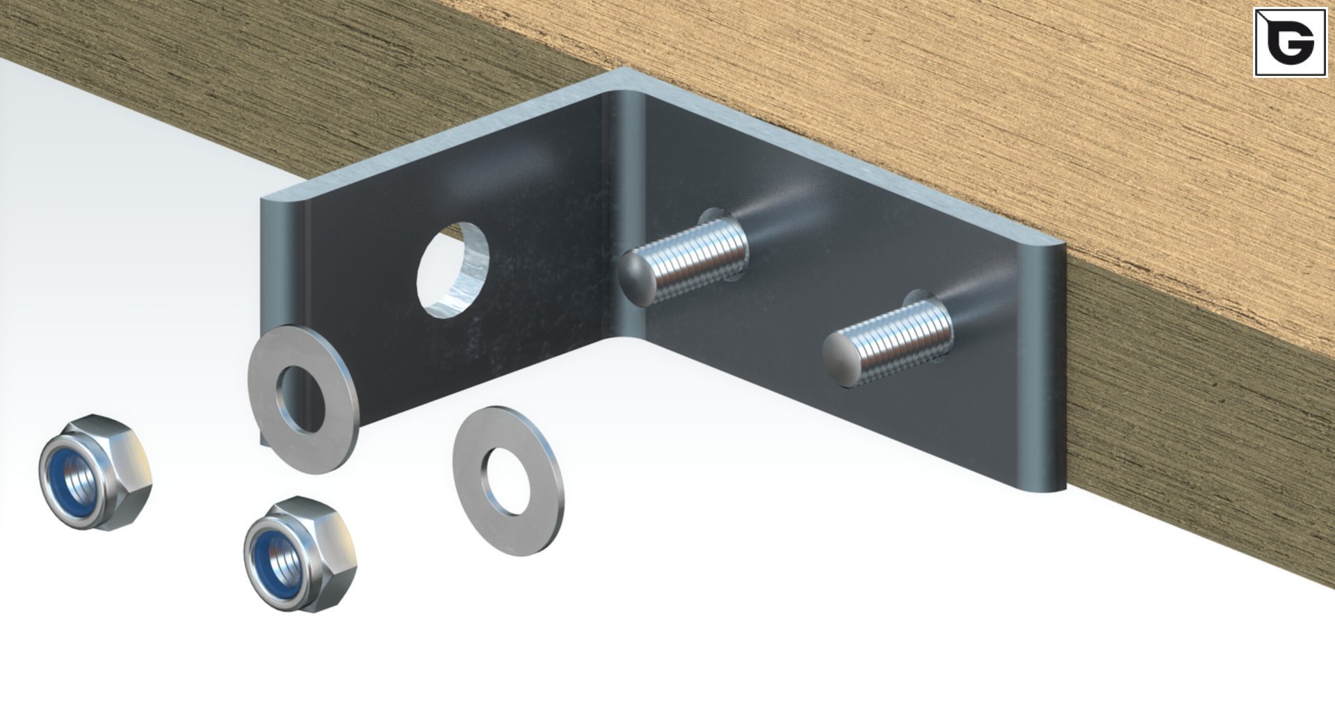 Befestigung über 
 Bolzen mit Flansch