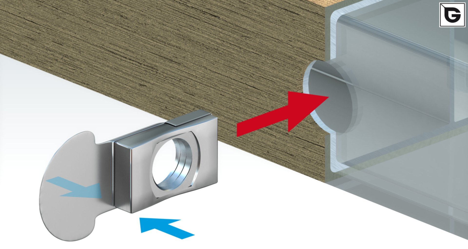 Befestigung mit 
 InPull Nut